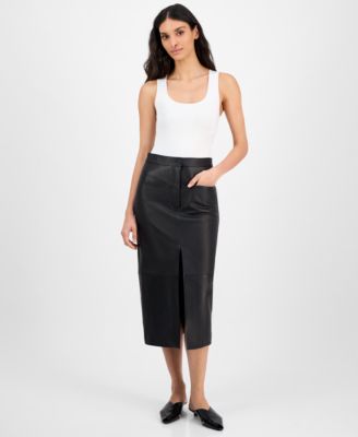 HUGO - Women's Leather Midi Skirt
