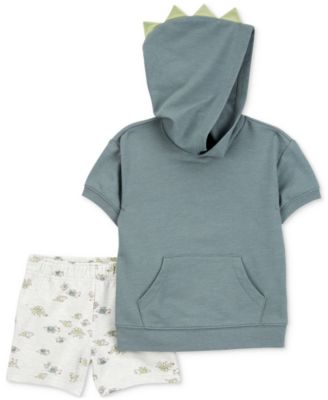 Carter's - Toddler Boys Dinosaur Hooded Top & Shorts, 2-Piece Set
