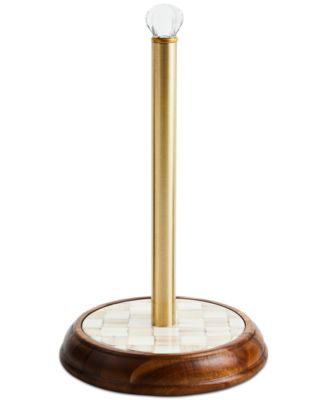 Mackenzie-Childs - Mocha Check Wood Paper Towel Holder