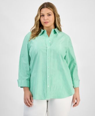 Kasper - Plus Size Button-Up 3/4-Sleeve Shirt