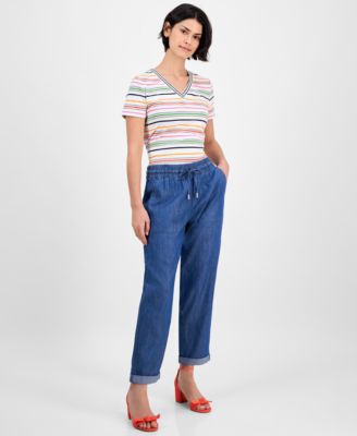 Nautica Jeans - Women's Chambray Cuffed Jogger Pants