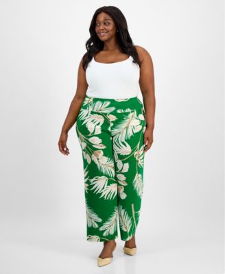 Anne Klein - Plus Size Pull-On High-Rise Palazzo Pants