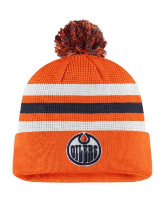 Fanatics - Men's  Orange/Navy Edmonton Oilers 2020 NHL Draft Authentic Pro Cuffed Pom Knit Hat