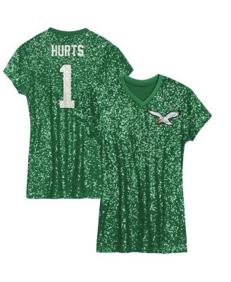Outerstuff - Big Girls&nbsp;Jalen Hurts Kelly Green Philadelphia Eagles Sequin Player Name Number V-Neck Dress