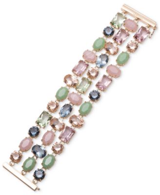 Lauren Ralph Lauren - Gold-Tone Multi Stone Three Row Flex Bracelet