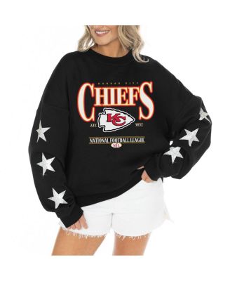 Gameday Couture - Women's  Black Kansas City Chiefs Rhinestone Star Sleeve Settle the Score Tri-Blend Pullover