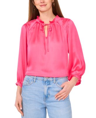 Vince Camuto - Womens Split-Neck Peasant Blouse