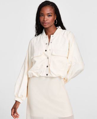 Bar III - Women's Long-Sleeve Bubble-Hem Cargo Jacket