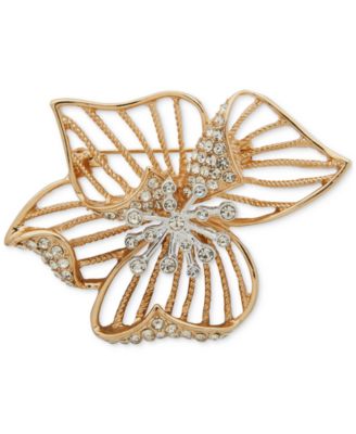 Anne Klein - Two-Tone Crystal Multi-Folded Flower Pin