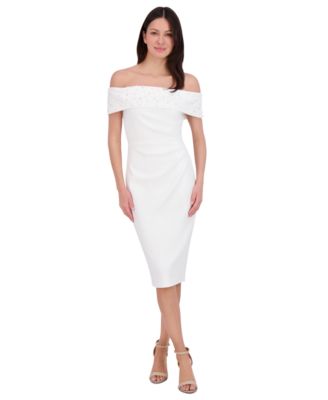 Eliza J - Women's Embellished Off-Shoulder-Neck Sheath Dress