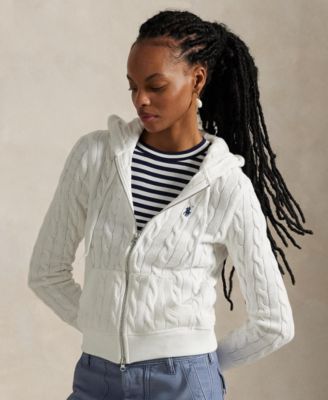 Polo Ralph Lauren - Women's Cable-Knit Cotton Full-Zip Hoodie