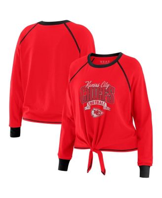 WEAR by Erin Andrews - Women's Red/Black Kansas City Chiefs Tie-Front Long Sleeve Top