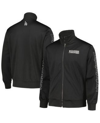 PLEASURES - Men's  Black Los Angeles Dodgers Pitcher Full-Zip Track Jacket