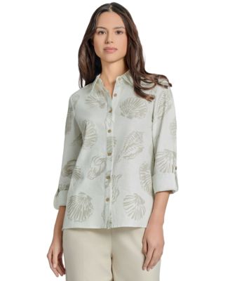 Jones New York - Petite Printed Button-Front Shirt