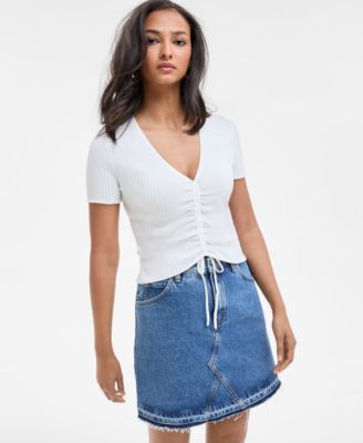 HUGO - Women's Ruched V-Neck Short-Sleeve Top