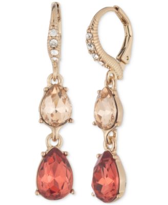 Givenchy - Gold-Tone Pav&eacute; & Stone Double Drop Earrings
