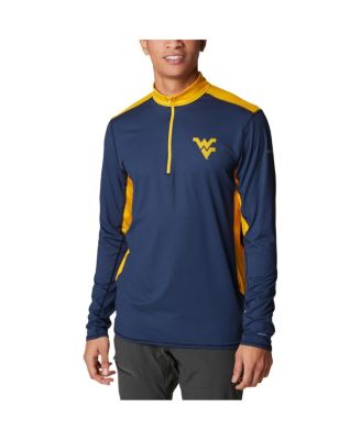 Columbia - Men's Navy West Virginia Mountaineers Tech Trail Omni-Shade Quarter-Zip Sweatshirt