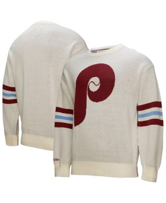 Mitchell & Ness - Men's Cream Philadelphia Phillies Retro Pullover Sweater