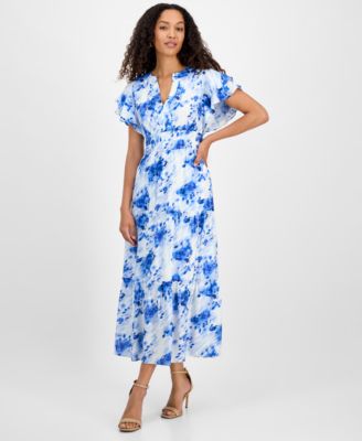 julia jordan - Women's Printed Ruffle-Sleeve Midi Dress