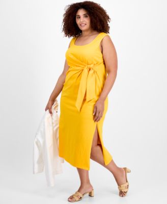 On 34th - Trendy Plus Size Side-Tie Midi Dress