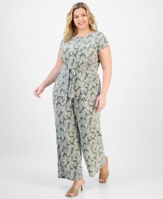 Kasper - Plus Size Tie-Front Top & Wide-Leg Pants