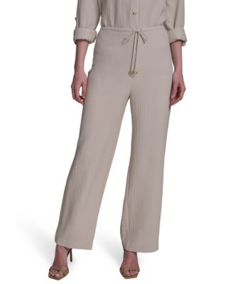 Halston - Women's Drawstring Pull-On Wide-Leg Pants
