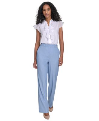 Calvin Klein - Petite Faux Denim Linen-Blend Pants