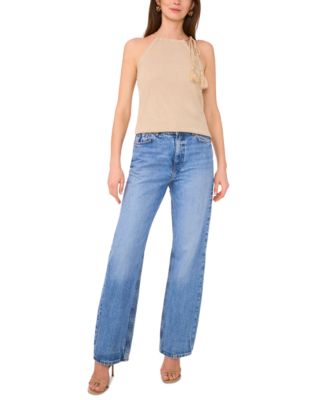 Vince Camuto - Women's Solid-Color Tie-Neck Knit Halter Top