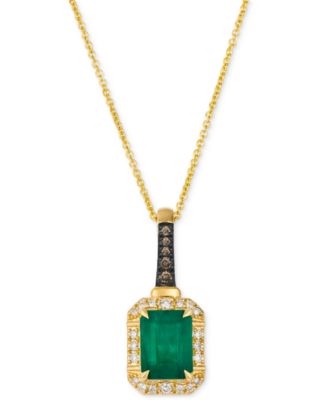 Le Vian - New Emerald (1-1/5 ct. t.w.) & Diamond (1/8 ct. t.w.) 20" Pendant Necklace in 14k Yellow Gold