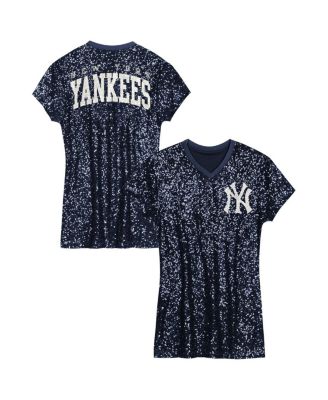 Outerstuff - Big Girls Navy New York Yankees Sequin V-Neck Dress
