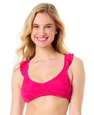 CeCe - Women's La Vie A La Mer Textured Ruffle Strap Bikini Top
