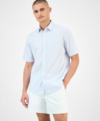 Macy's - Men's Pacco Short Sleeve Striped Button-Front Shirt