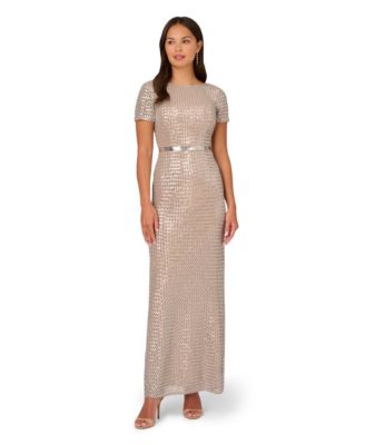 Adrianna Papell - Women's Beaded Mesh Column Dress