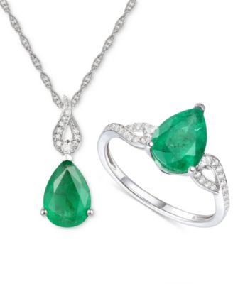 Macy's - 2-Pc. Set Amethyst (3-3/8 ct. t.w.) & Lab-Grown White Sapphire (1/5 ct. t.w.) Pendant Necklace & Matching Ring in 14k Gold-Plated Sterling Silver