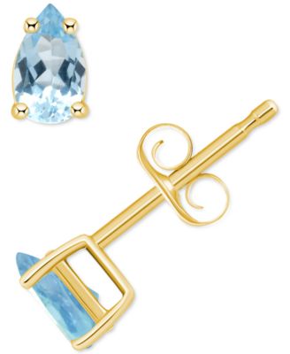 Macy's - Aquamarine Pear Stud Earrings (1/3 ct. t.w.) in 14k Gold
