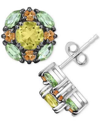 Macy's - Multi-Gemstone Cluster Stud Earrings (3-1/4 ct. t.w.) in Sterling Silver