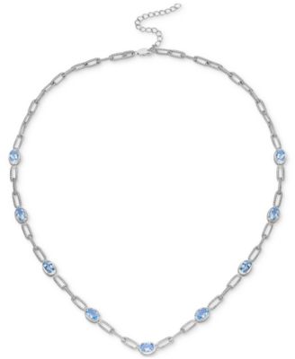 Macy's - Amethyst Paperclip Link Collar Necklace (4-1/20 ct. t.w.) in Rose Gold-Plated Sterling Silver (Also in Blue Topaz), 16" + 2" extender