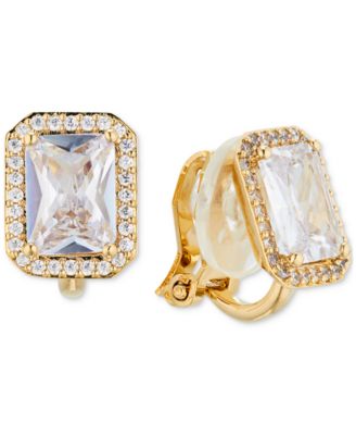 Eliot Danori - Gold-Tone Crystal Halo Clip Earrings