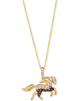 Le Vian - Chocolate Diamond & Nude Diamond Horse 20" Adjustable Pendant Necklace (1/2 ct. t.w.) in 14k Gold