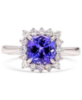 Macy's - Tanzanite (1-1/3 ct. t.w.) & Diamond (3/8 ct. t.w.) Halo Ring in 14k White Gold