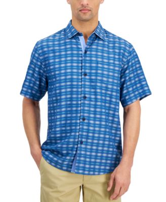 Tommy Bahama - Men's Coconut Point Pixel Para IslandZone&reg; Moisture-Wicking Plaid Button-Down Camp Shirt