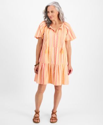 Style & Co - Petite Cotton Jacquard Tiered Dress