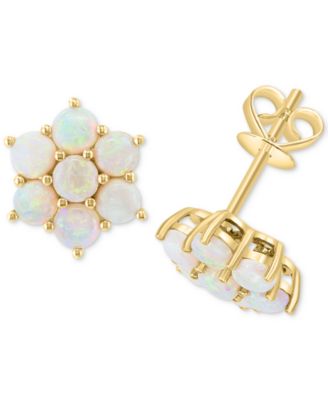 EFFY Collection - Opal Flower Cluster Stud Earrings (1-3/8 ct. t.w.) in 14k Gold