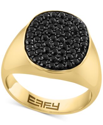 EFFY Collection - Men's Black Spinel Oval Cluster Ring (1-5/8 ct. t.w.) in Gold-Plated Sterling Silver