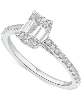 Macy's - GIA Certified Diamond Emerald-Cut Solitaire Plus Engagement Ring (1-1/4 ct. t.w.) in 14k White Gold