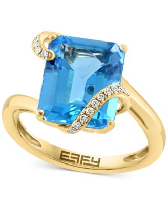 EFFY Collection - Blue Topaz (6-1/5 ct. t.w.) & Diamond (1/10 ct. t.w.) Swirl Ring in 14k Gold