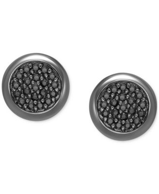 Macy's - Men's Black Diamond Circle Cluster Stud Earrings (1/3 ct. t.w.) in Black Rhodium-Plated Sterling Silver (Also in White Diamonds)