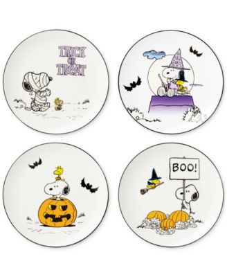 Lenox - Porcelain The Great Pumpkin Snoopy Accent Plates, Set Of 4, Assorted