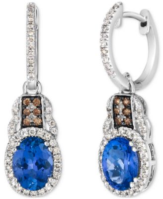 Le Vian - Blueberry Tanzanite (2 ct. t.w.) & Diamond (1/2 ct. t.w.) Charm Hoop Earrings in 14k White Gold