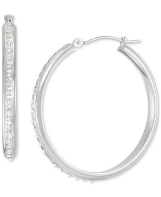 Macy's - Diamond Accent Fascination Round Hoop Earrings in 14k White Gold